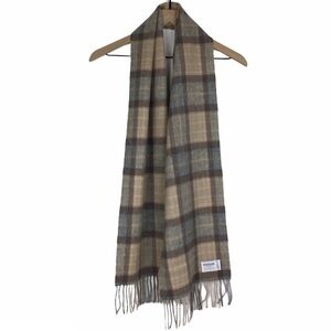 EDINBURGH Scarf 100% Lambswool Plaid Stripe Fringe Soft Cozy Warm Dark Academia